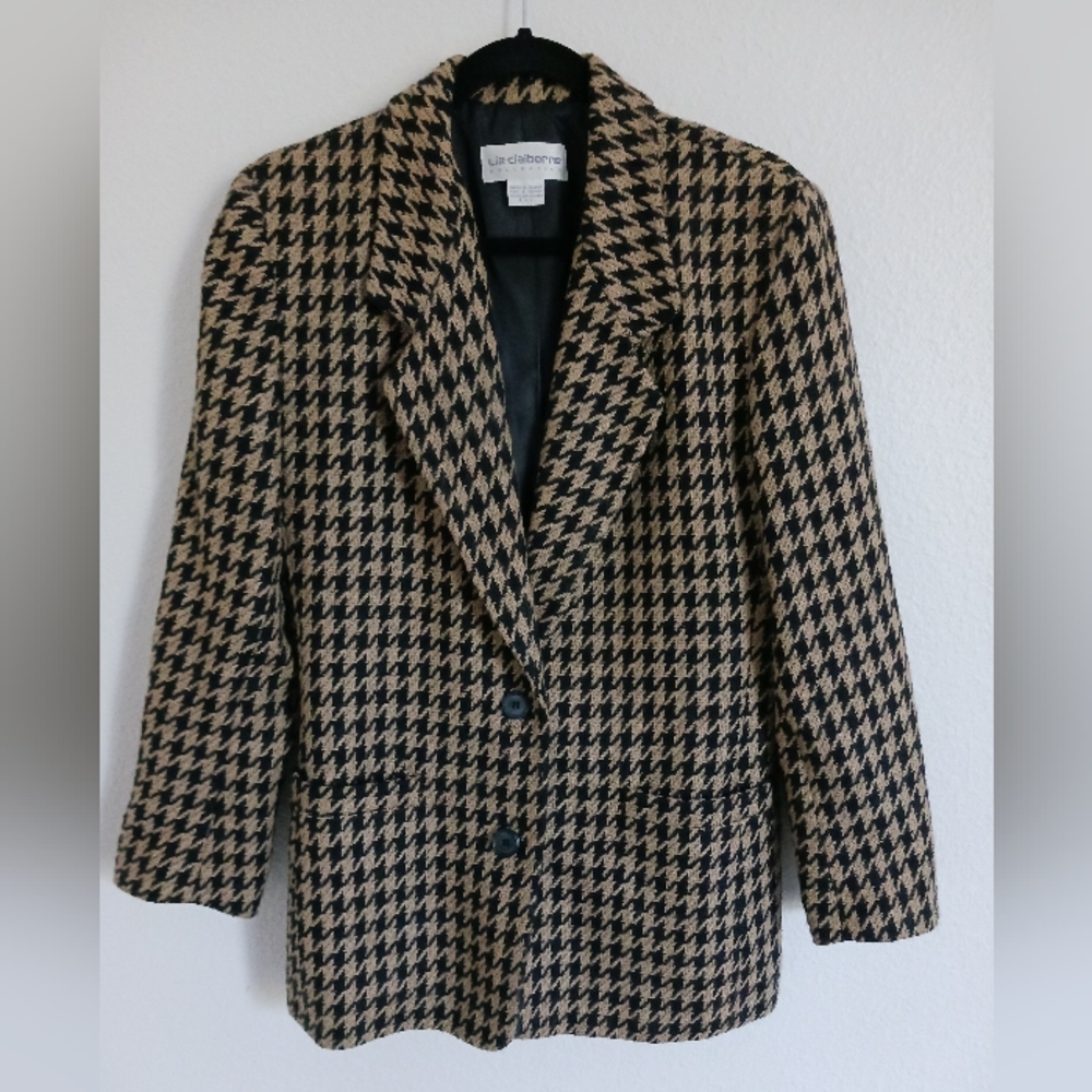 Vintage Liz Claiborne Collection Tan and Black Blazer Women's Size 4